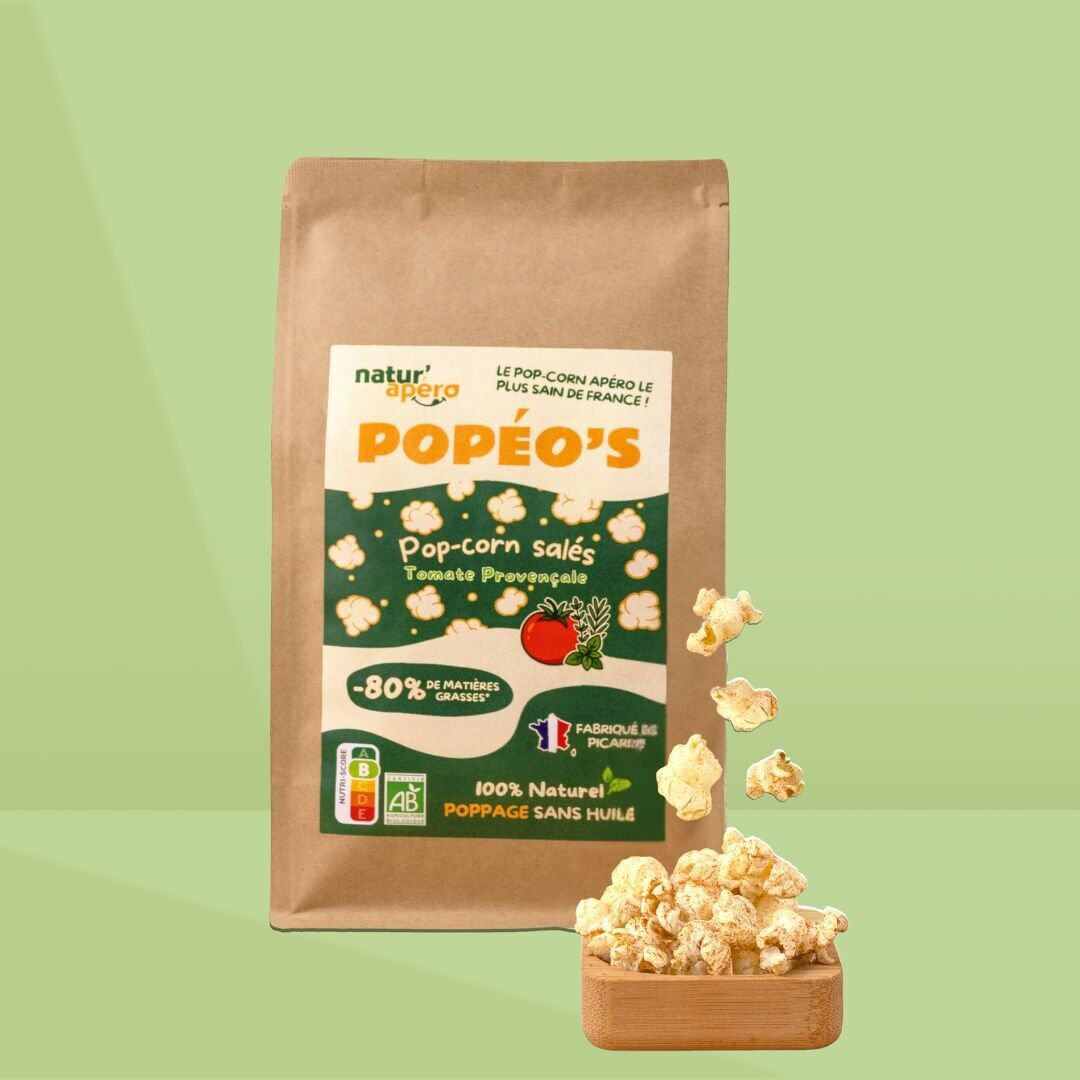 POPÉO'S - Palomitas de maíz saladas - Sabor a tomate provenzal POPÉO'S