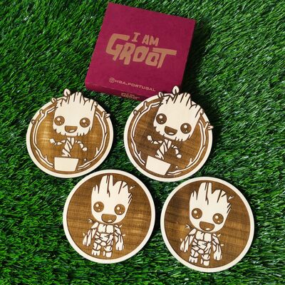 Wooden Groot Coasters, Dancing Groot, Geek Gift, Guardians of the Galaxy Home Decor