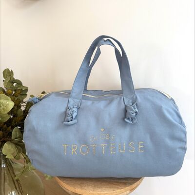 Bolsa de lona "Globe Trotteuse" en color azul nube