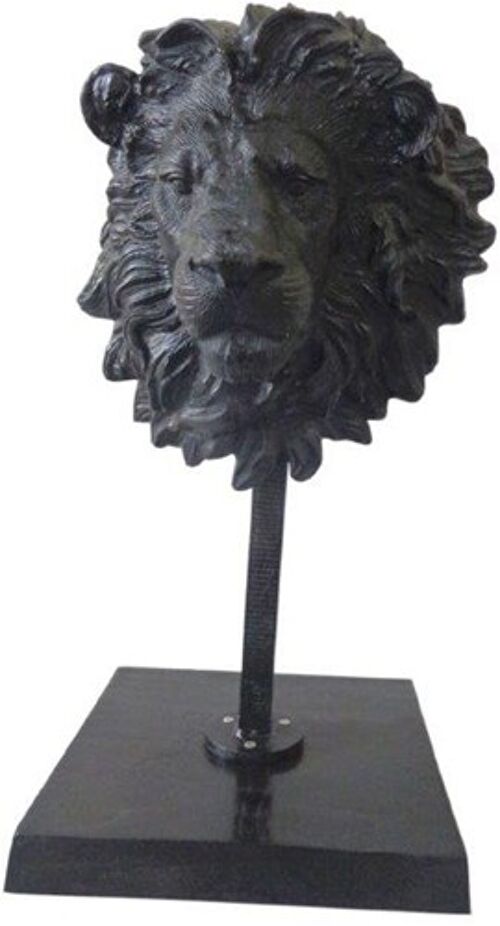 Lion Head on Stand - Black Antique