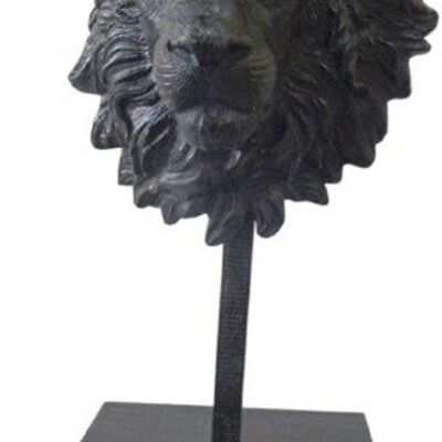 Löwenkopf auf Ständer - Schwarz Antik