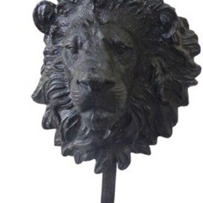 Lion Head on Stand - Black Antique