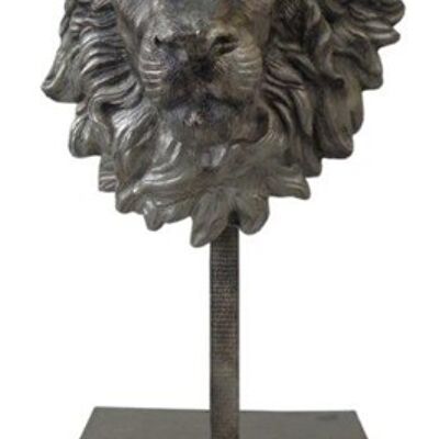 Lion Head on Stand - Vintage Nickel