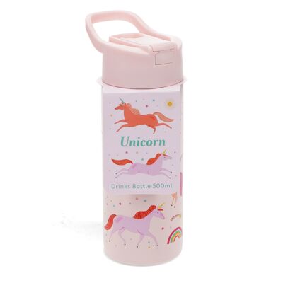 Botella de acero inoxidable con tapa de botón pulsador 500ml - Unicorn