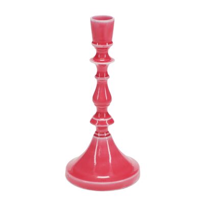 Candeliere smaltato (19cm) - Rosa brillante