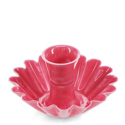 Portacandele a forma di fiore a coppa in smalto - Rosa vibrante