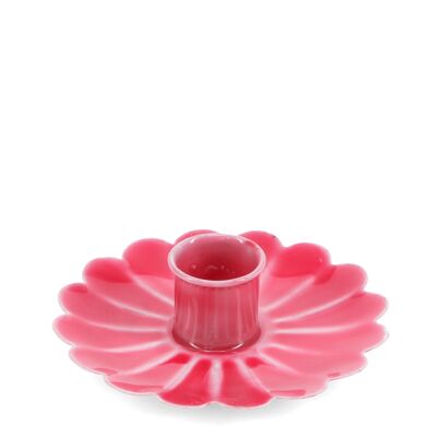 Portacandele piatto a forma di fiore in smalto - Rosa vibrante