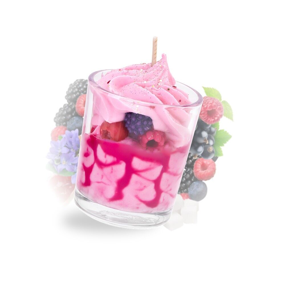 Pequeña vela de frutos rojos hecha a mano para San Valentín