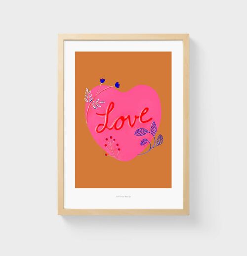 A3 Wall Art Print | Floral Love heart