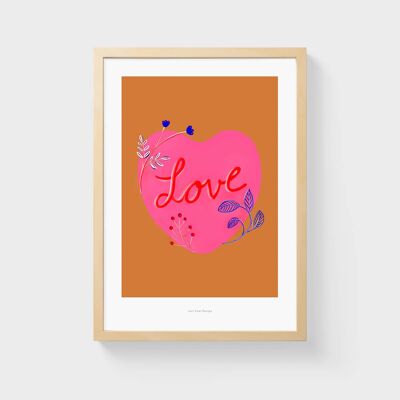 Impression murale A3 | Coeur d'amour floral