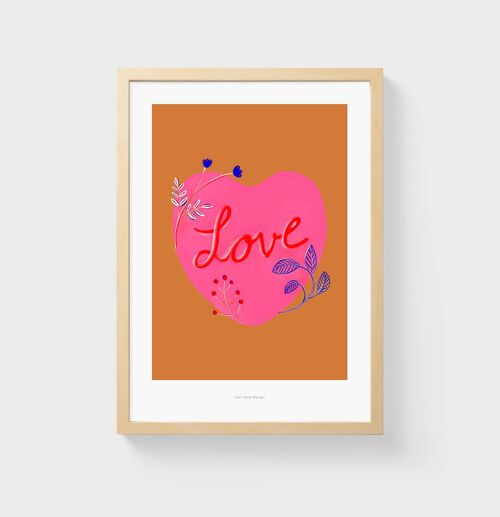 A4 Wall Art Print | Floral Love heart