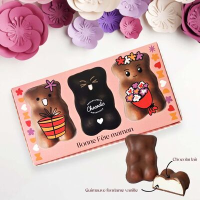 Coffret 3 Oursons XL - Fête des Mères Bonne fête maman