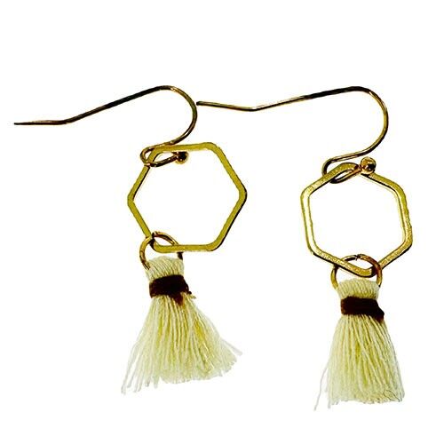 Orecchini alla moda, crema-oro