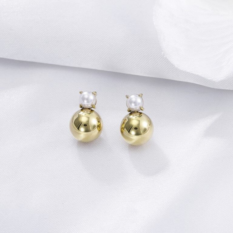 Perlen- und Kugelohrringe aus Edelstahl - BO100325