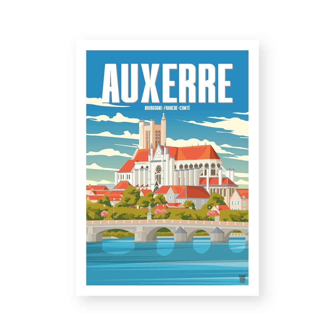Manifesto "Auxerre" manifesto vintage da parete