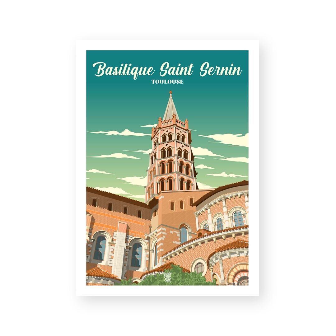 Poster Poster da parete vintage "Basilique Saint-Sernin".