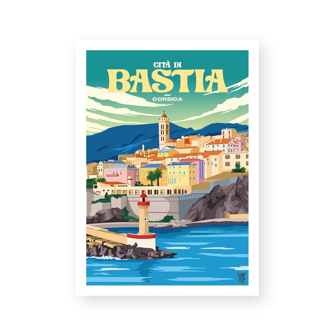 "Bastia" poster, vintage wall poster