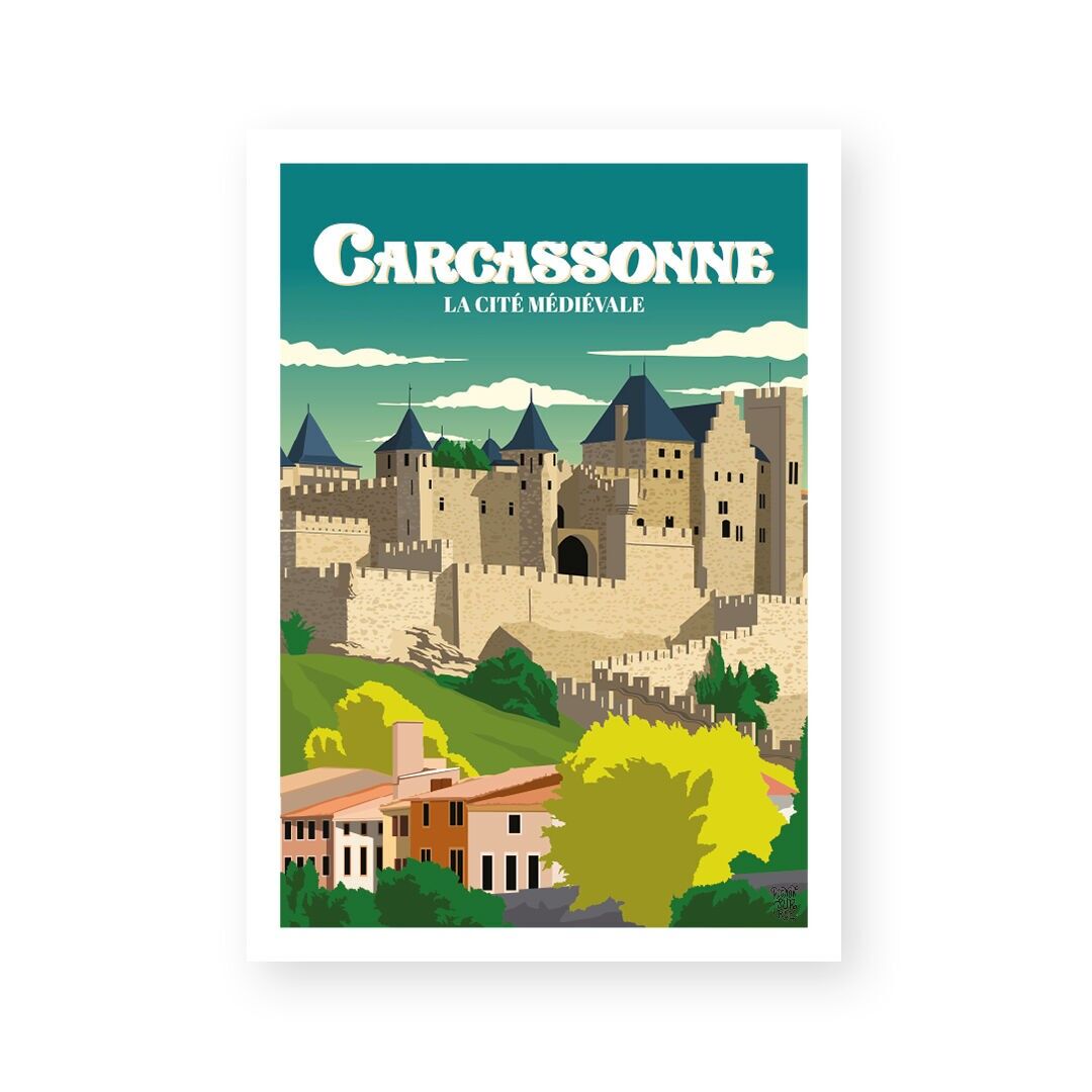 "Carcassonne" Poster, Vintage-Wandposter