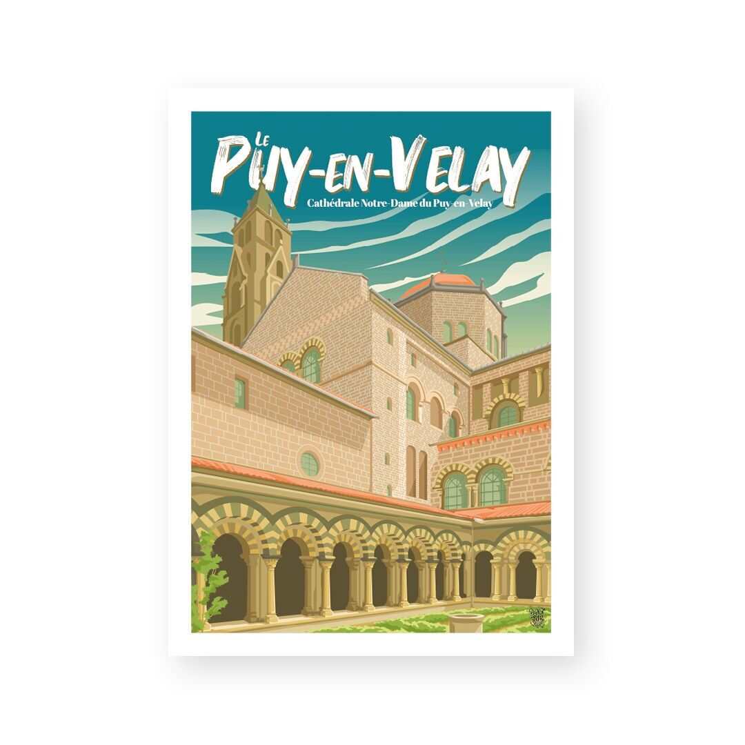 Poster "Cattedrale di Notre-Dame di Le Puy-en-Velay" poster da parete vintage