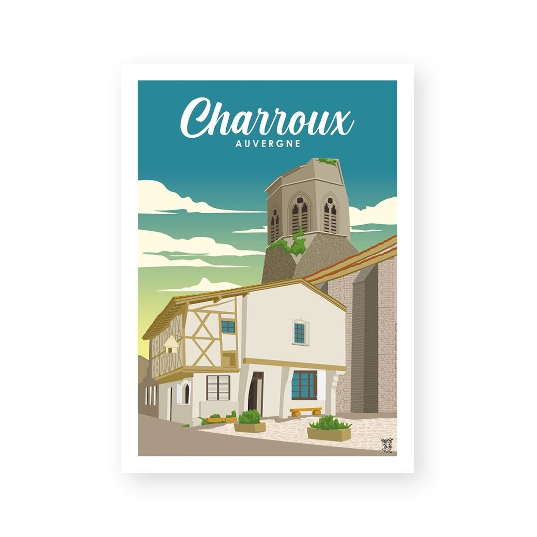 Plakat „Charroux“, Vintage-Wandplakat