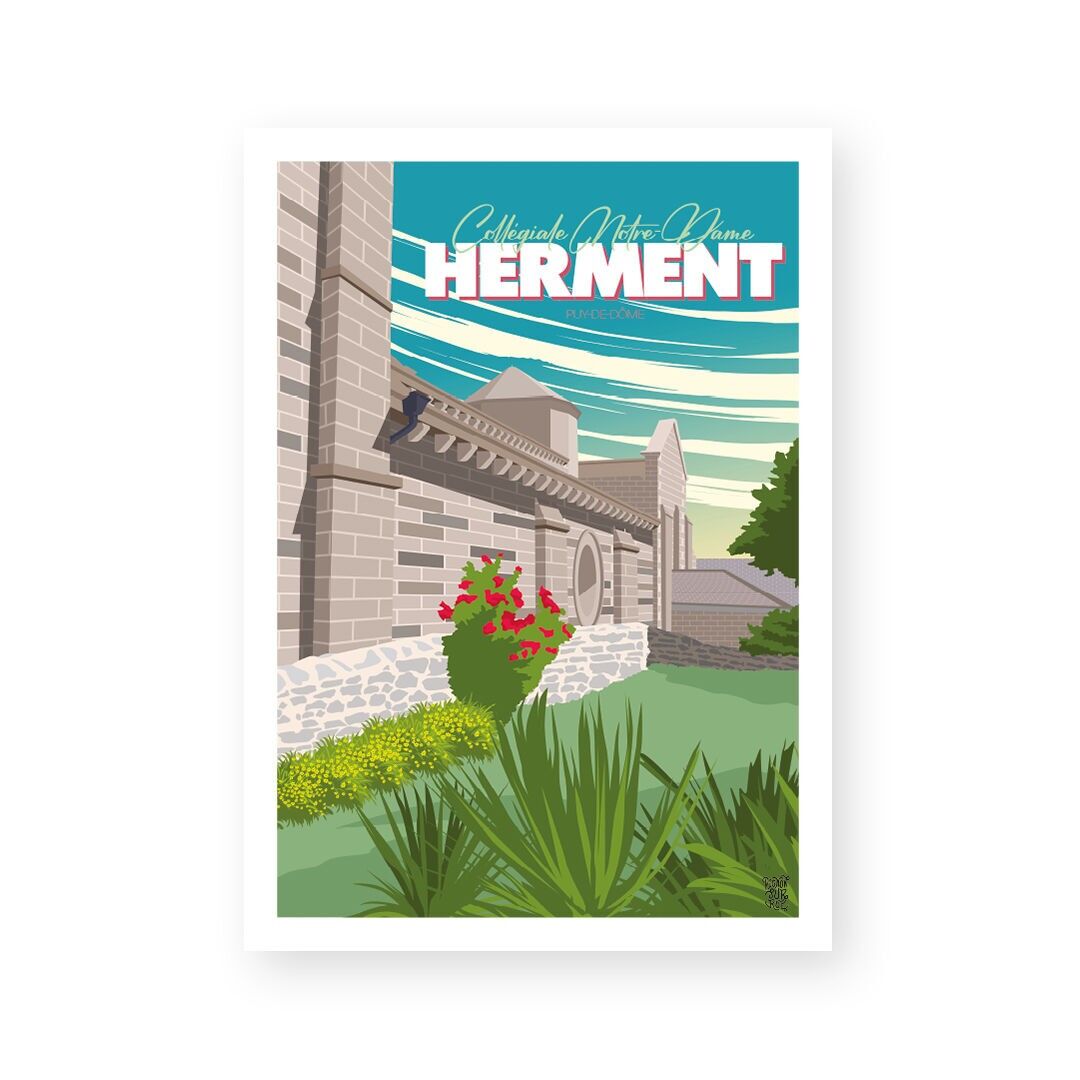 Manifesto murale d'epoca "Collegiata di Notre-Dame d'Herment"