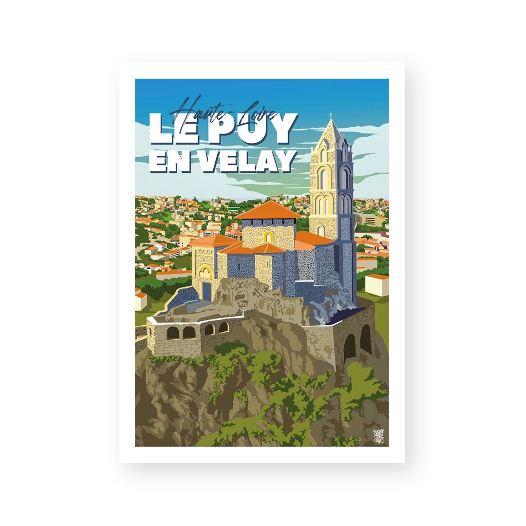 Manifesto murale d'epoca "Chiesa di Saint-Michel di Aiguilhe"