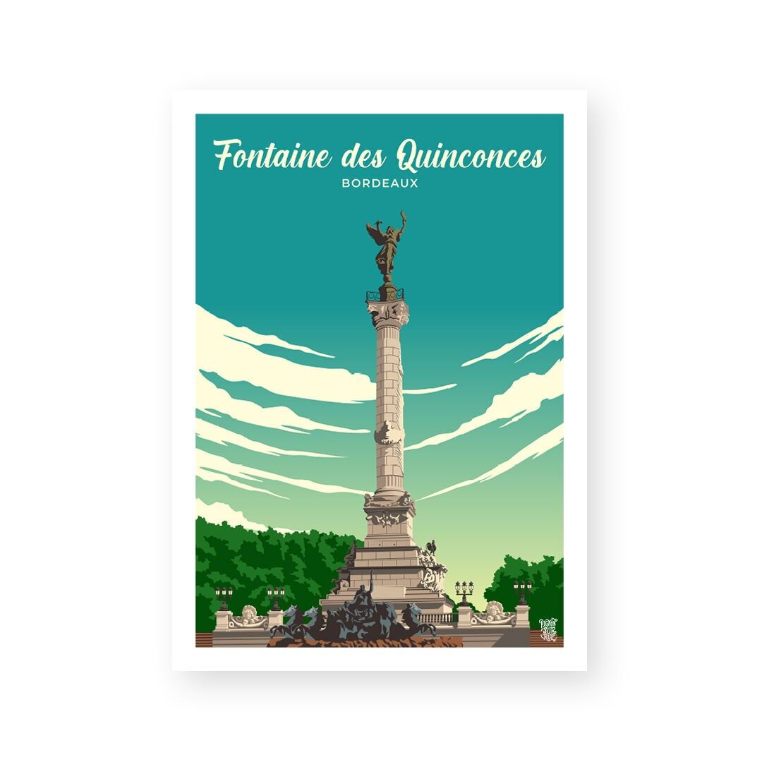 Manifesto murale d'epoca "Fontana dei Quinconces"