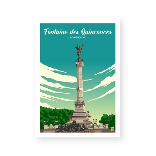 Affiche "Fontaine des Quinconces" poster mural vintage