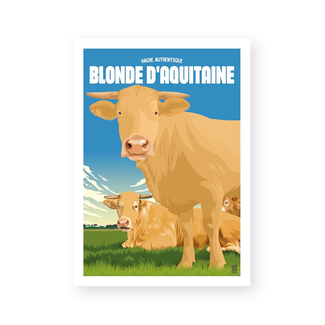 Poster da parete vintage "Blonde d'Aquitaine"