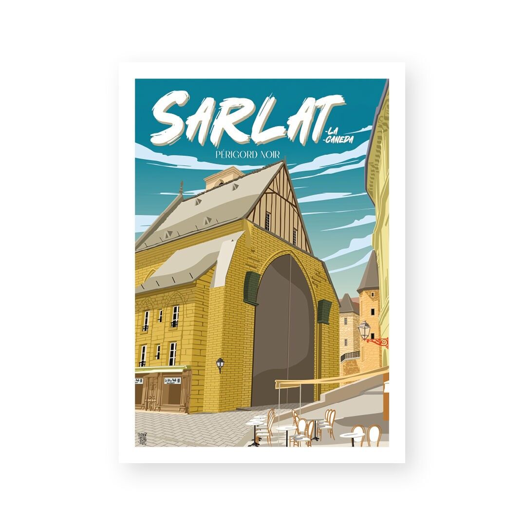 Manifesto murale d'epoca "Il mercato di Sarlat"