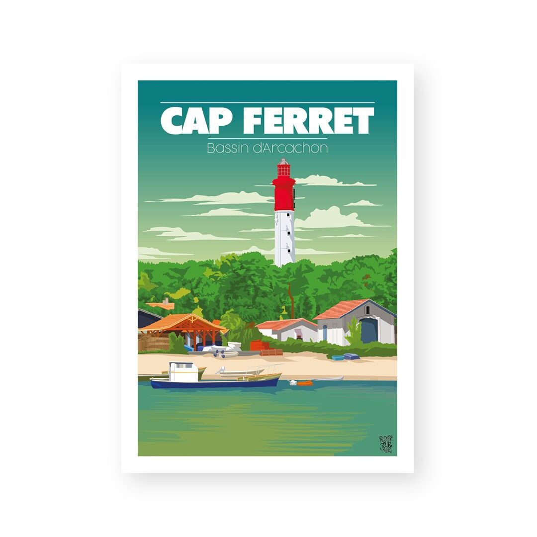 Manifesto murale d'epoca "Il faro di Cap Ferret"