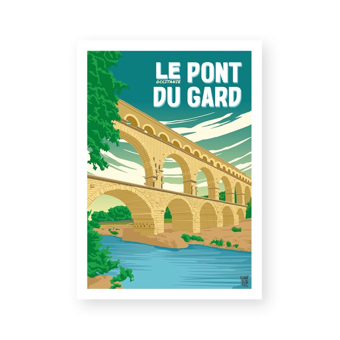Vintage-Wandposter „Pont du Gard“.