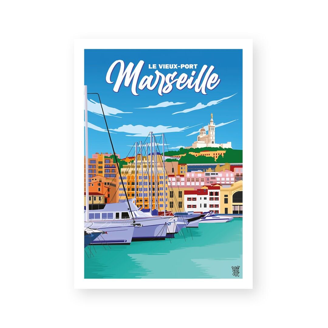 Manifesto murale d'epoca "Il vecchio porto di Marsiglia"