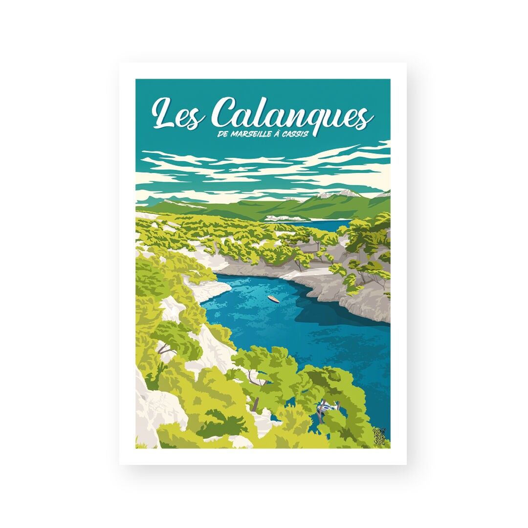 Poster da parete vintage "Le Calanques di Marsiglia"