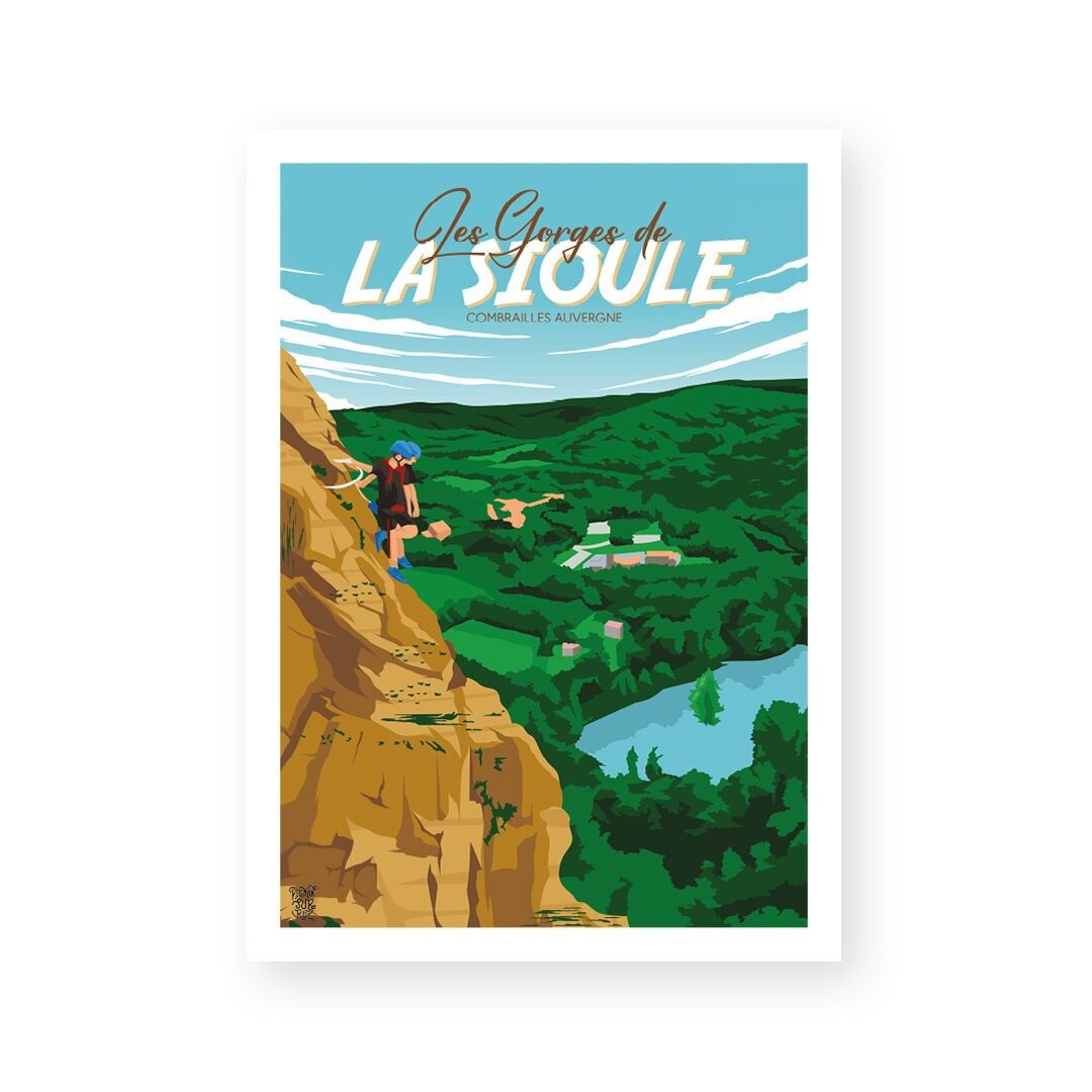 Affiche "Les Gorges de la Sioule Via Ferrata" poster mural vintage