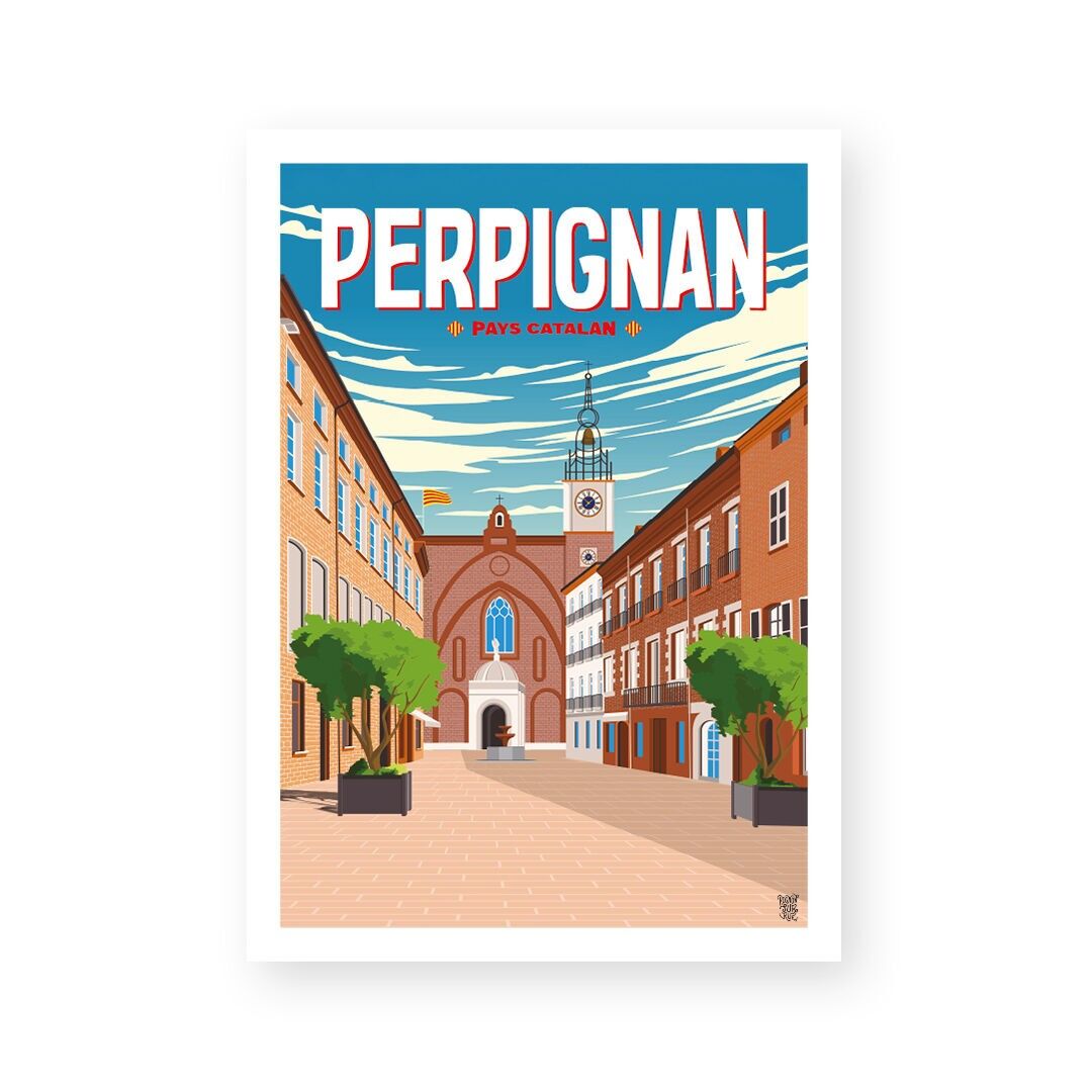 Affiche "Perpignan" poster mural vintage