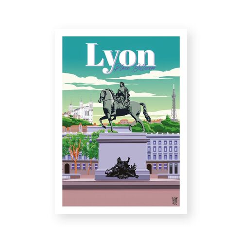 Affiche "Place Bellecour" poster mural vintage