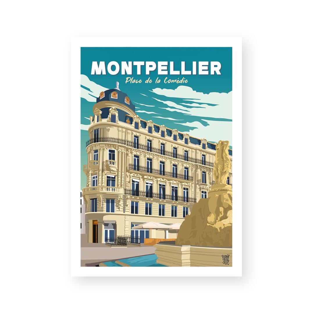 Vintage wall poster "Place de la Comédie de Montpellier"