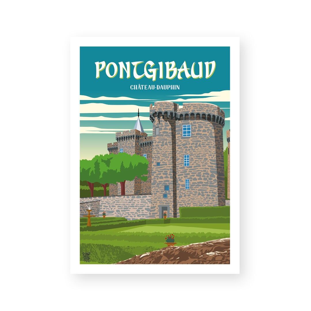 Manifesto murale d'epoca "Pontgibaud Château-Dauphin"