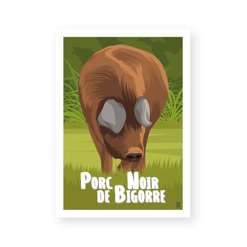 Affiche "Porc noir de Bigorre" poster mural vintage