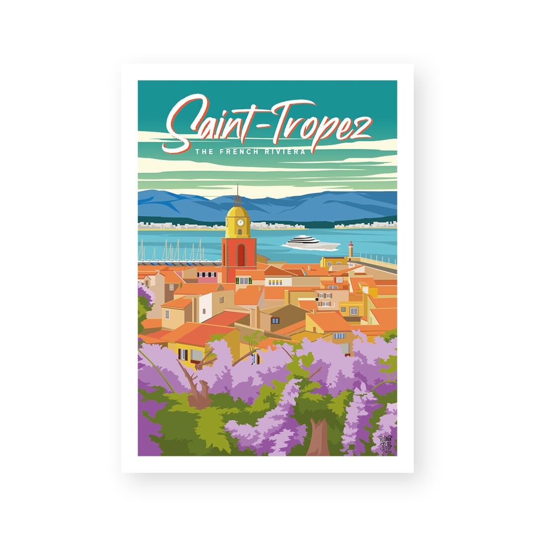 Affiche "Saint-Tropez" poster mural vintage