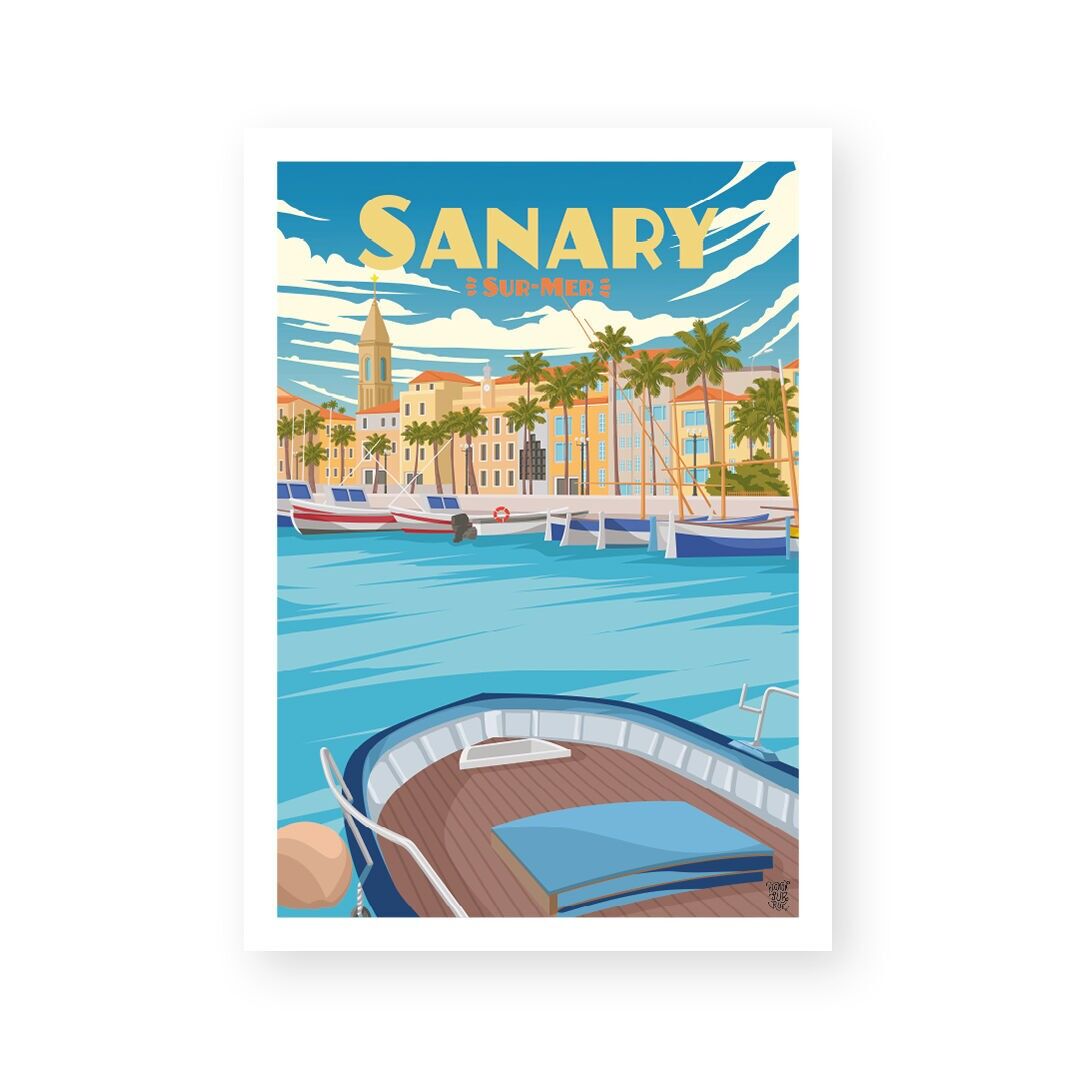 Poster da parete vintage "Sanary-sur-Mer".