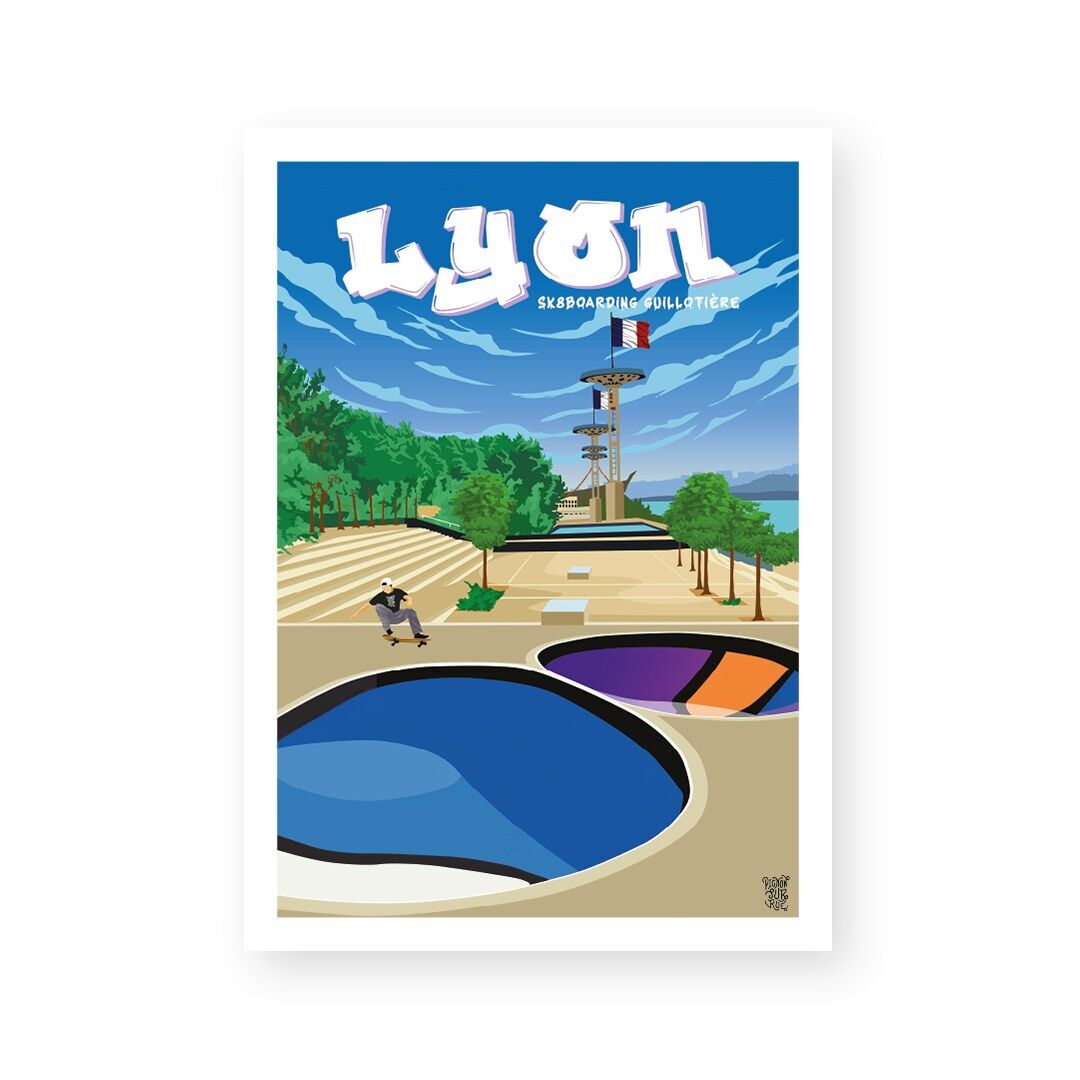 Cartel/póster de pared vintage "Guillotière Skatepark"
