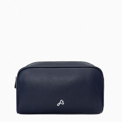 Trousse de toilette Leo en cuir durable bleu marine