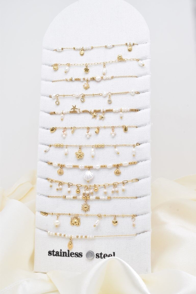 Bracciale in acciaio inossidabile con perle d'acqua dolce - BR210240