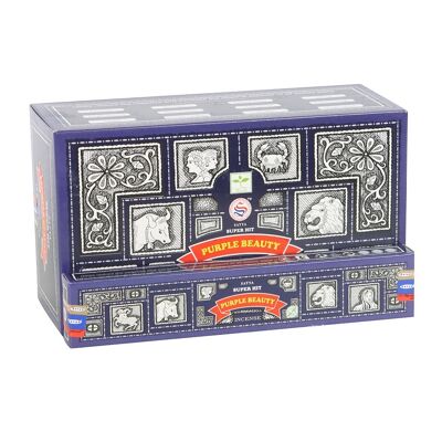 Lot de 12 bâtonnets d'encens Superhit Purple Beauty de Satya
