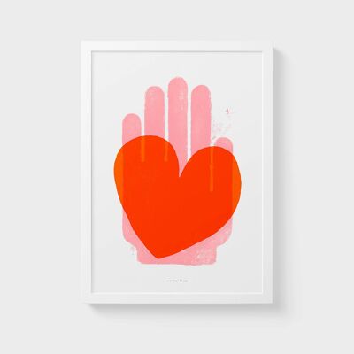 A4-Wand-Kunstdruck | Grafisches rotes Herz
