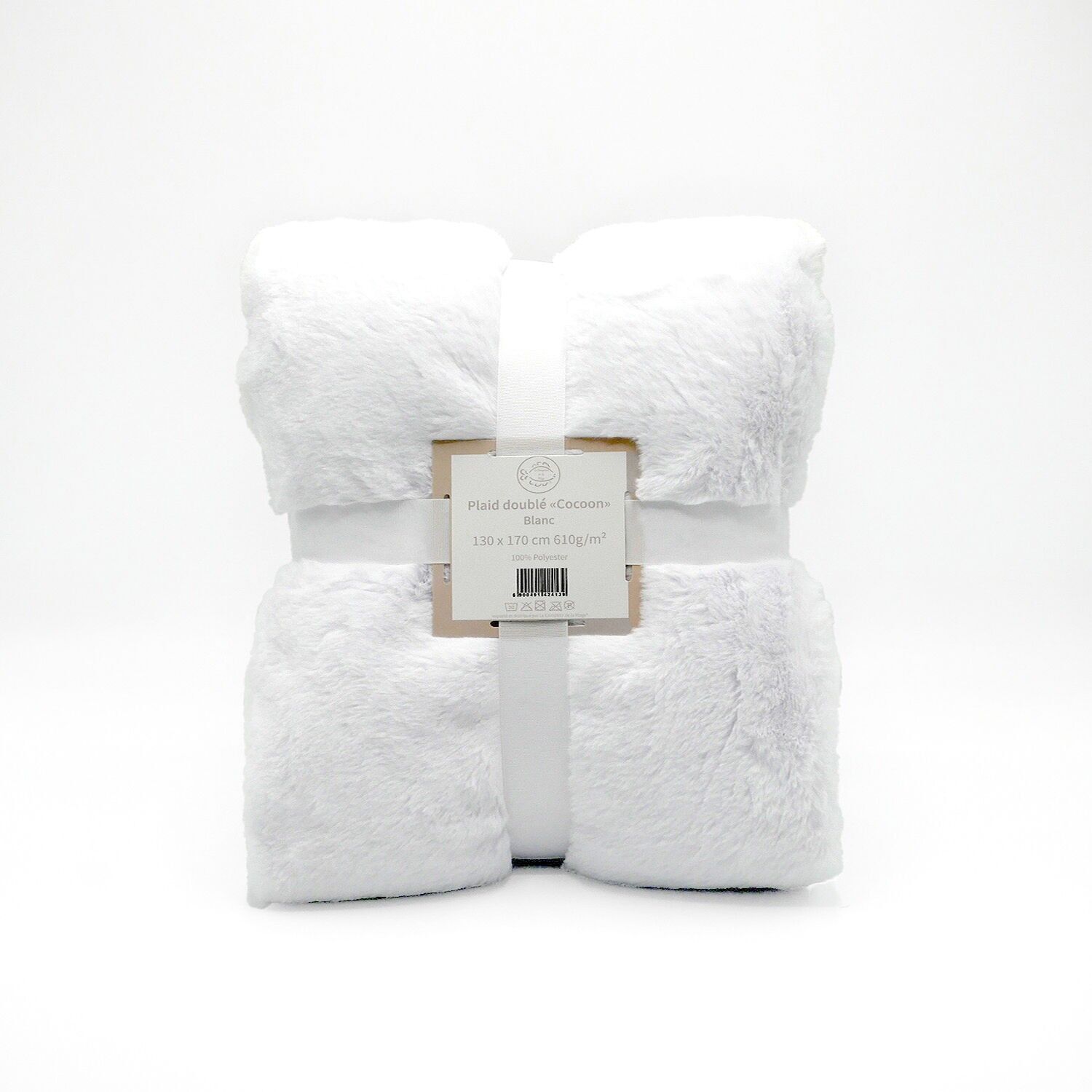 Coperta in pile Cocoon imitazione "Coniglio" bianco 130X170