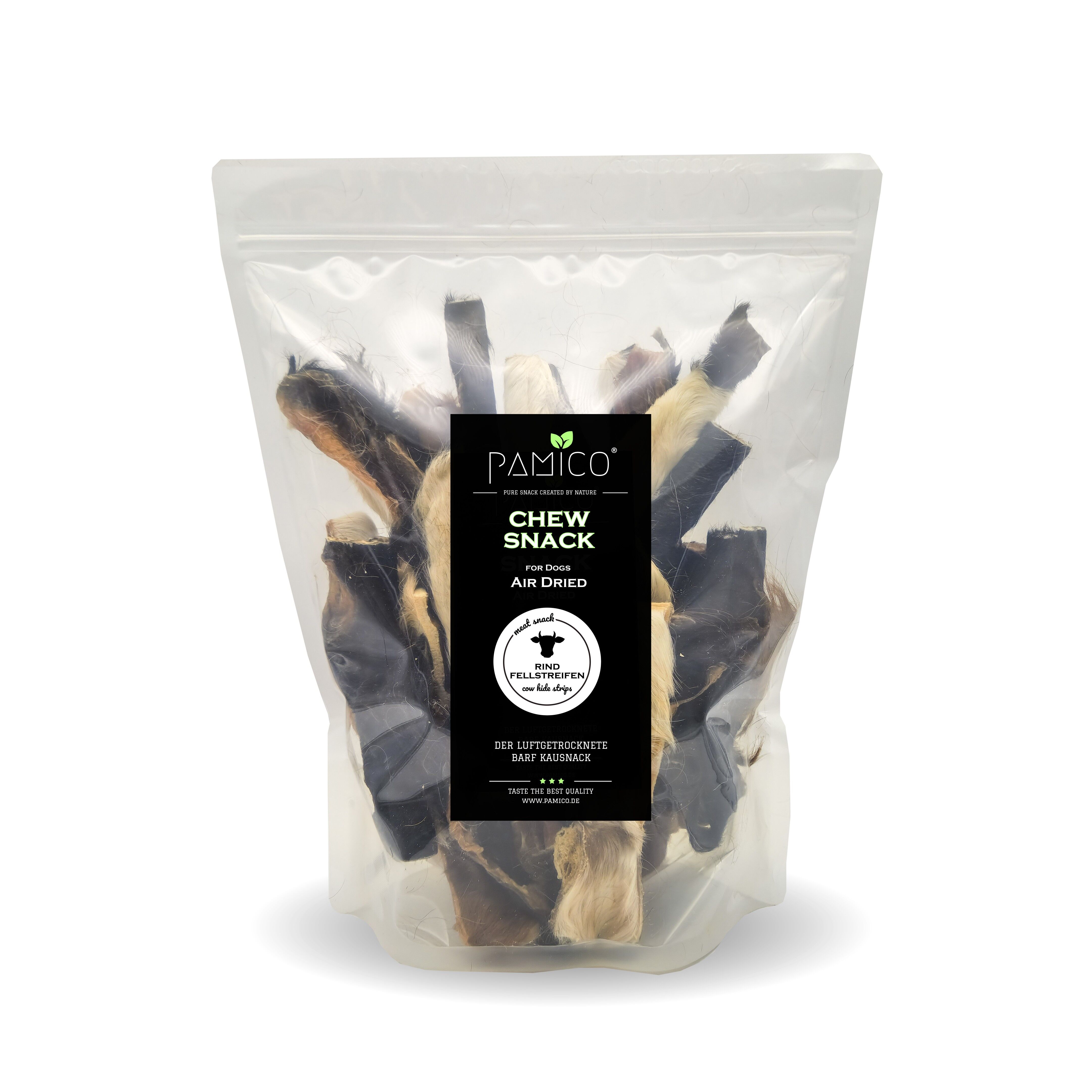 Tiras de piel de vacuno masticables secadas al aire para perros