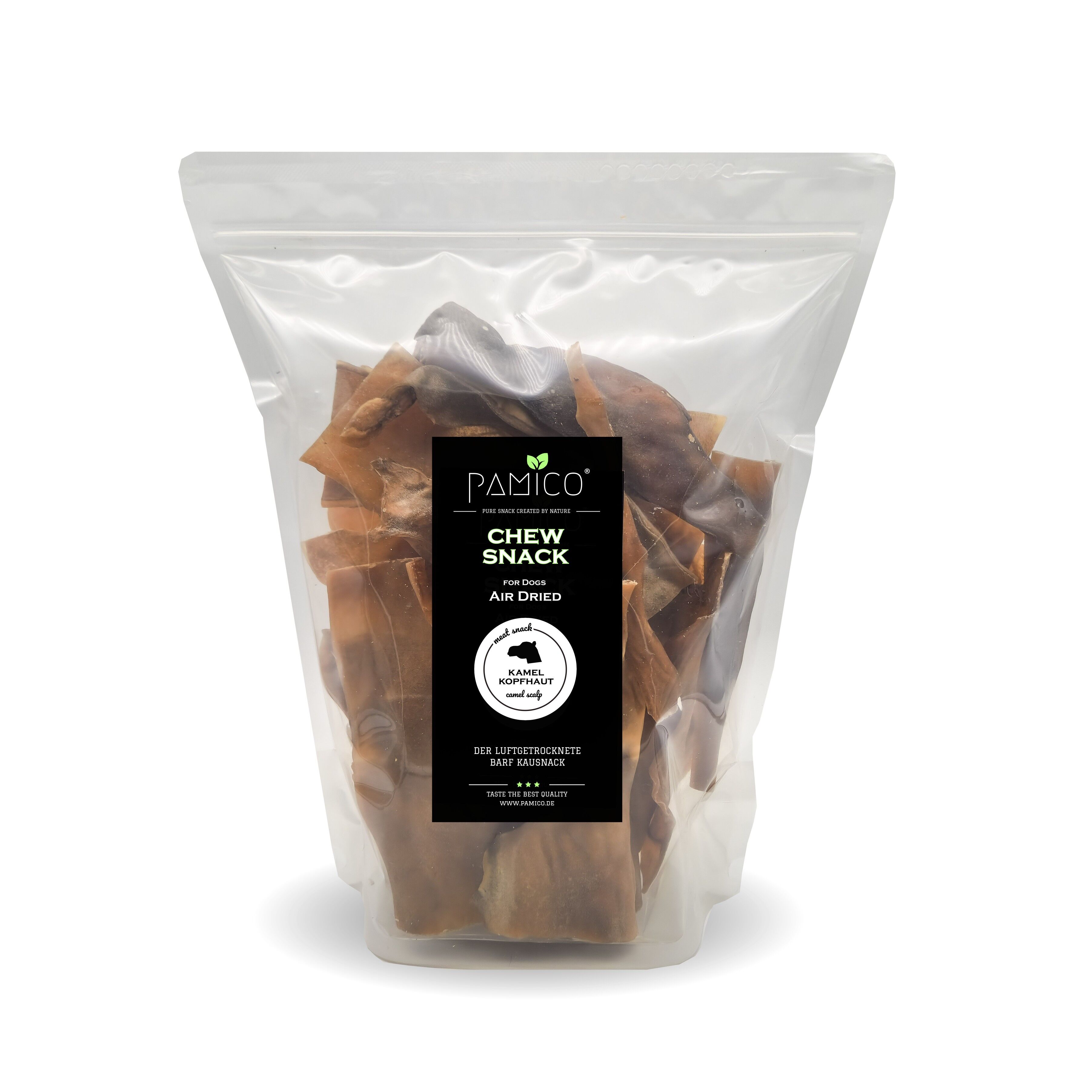 Masticables de cuero cabelludo de camello secados al aire para perros